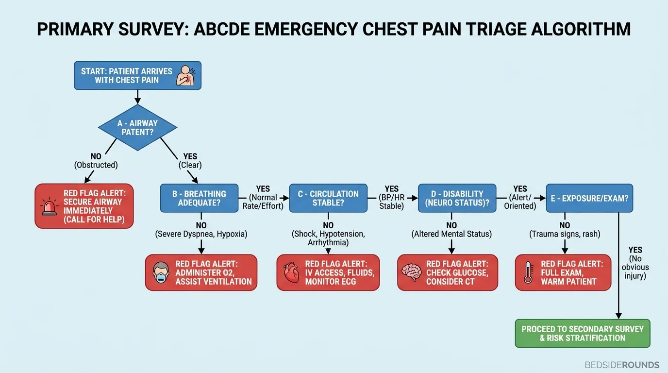 ABCDE Emergency Triage Flowchart